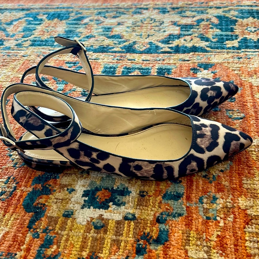 Satin Léopard Print JCrew J.Crew Pointed Toe Ballet Flats